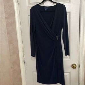 Chaps Blue Long Sleeve Sheath Dress